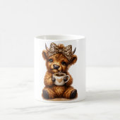 Highland Cow Coffee Wrap: Leopard Bow — Personaliz Kaffeetasse (Mittel)