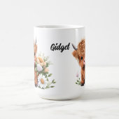 Highland Cow, Daisies Personalisiert Coffee Tasse (Mittel)