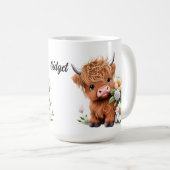 Highland Cow, Daisies Personalisiert Coffee Tasse (VorderseiteRechts)