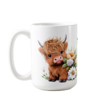 Highland Cow, Daisies Personalisiert Coffee Tasse