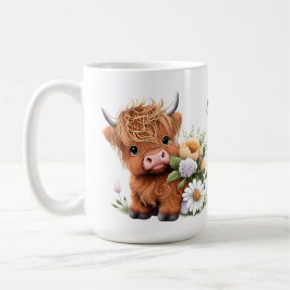 Highland Cow, Daisies Personalisiert Coffee Tasse