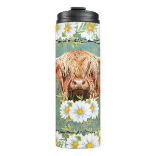 Highland Cow Daisies Thermosbecher