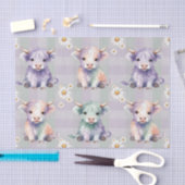 Highland Cow Easter Daisy Flowers Pastel Seidenpapier (Handwerk)