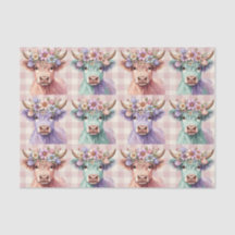 Highland Cow Easter Flowers in Pastel