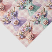 Highland Cow Easter Flowers in Pastel Seidenpapier (Ausschnitt)