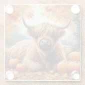Highland Cow Fall Pumpkins Wasserfarbe Glasuntersetzer (Rückseite)