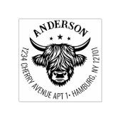 Highland Cow Family Return Address Gummistempel (Prägung)