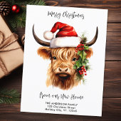 Highland Cow Festive Neue Zuhause Frohe Weihnachte Postkarte