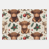 Highland Cow Festive Santa Christmas Geschenkpapier Set (Vorderseite 3)