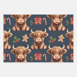 Highland Cow Festive Santa Christmas Geschenkpapier Set