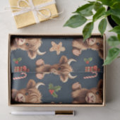 Highland Cow Festive Santa Christmas Seidenpapier (Geschenk)