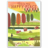 Highland Cow Fields Art Das ist mein glücklicher O Aufkleber (Vorderseite)