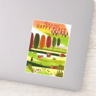 Highland Cow Fields Art Das ist mein glücklicher O Aufkleber