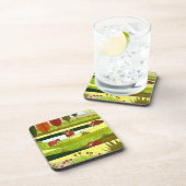 Highland Cow Fields Art Getränkeuntersetzer (Rechte Seite)