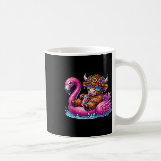 Highland Cow Flamingo Pool Float Summer Hawaii Bea Kaffeetasse (Rechts)