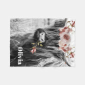 Highland Cow Floral | Western Cowgirl Kinder Name Fleecedecke (Vorderseite (Horizontal))