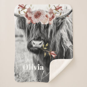 Highland Cow Floral Western Cowgirl Kinder Name Sherpadecke