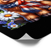 Highland Cow Florals 4. Juli USA Flaggenpatrioti Poster (Ecke)