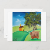 HIGHLAND COW FOLART POSTKARTE (Vorne/Hinten)
