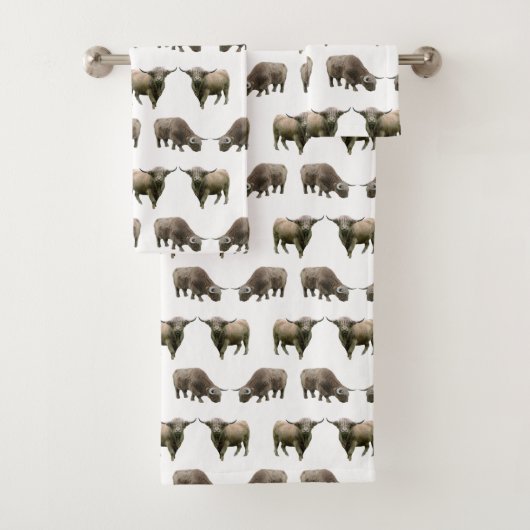 Highland Cow Frenzy Badewanne Handtuch Set (Insitu)