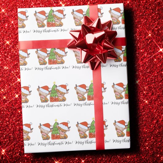 Highland Cow frohe Weihnachten zu Moo Geschenk Geschenkpapier