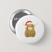 Highland Cow Frohe Weihnachtsschnee T - Shirt Esse Button (Vorne & Hinten)