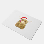 Highland Cow Frohe Weihnachtsschnee T - Shirt Esse Fußmatte (Schrägansicht)