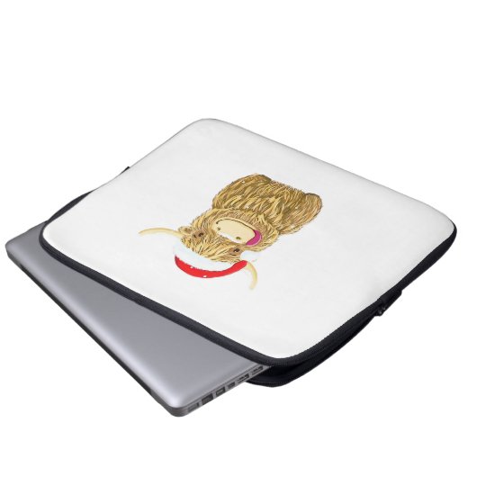 Highland Cow Frohe Weihnachtsschnee T - Shirt Esse Laptopschutzhülle (Vorne Knopf)