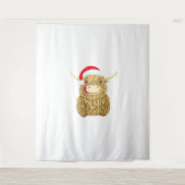 Highland Cow Frohe Weihnachtsschnee T - Shirt Esse Wandteppich (Vorderseite)