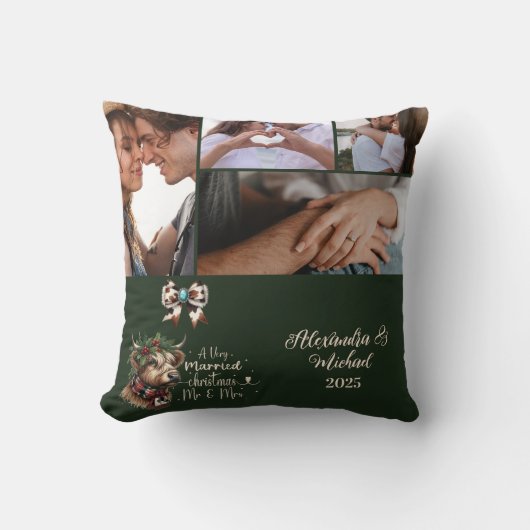 Highland Cow Frory Christmas Mrs. und Mr. 5 Foto Kissen (Vorderseite)