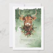Highland Cow Funny Niedlich Watercolor Weihnachten (Vorderseite)
