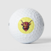 Highland Cow Funny Rainbow Head Design Golfball (Vorderseite)