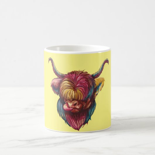 Highland Cow Funny Rainbow Head Design Kaffeetasse (Mittel)