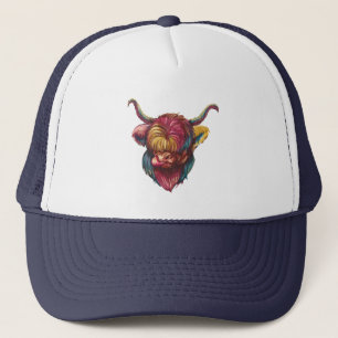 Highland Cow Funny Rainbow Head Design Truckerkappe