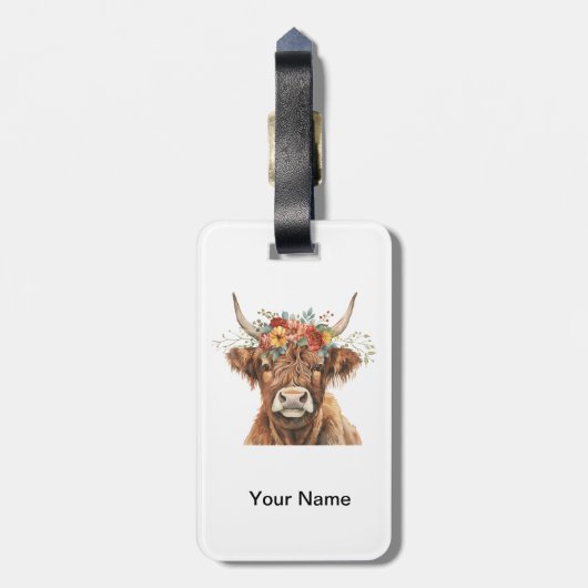 Highland Cow Gepäckanhänger (Rückseite vertikal)