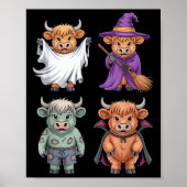 Highland Cow Ghost Hexe Zombie Halloween Kostüm Poster (Vorne)