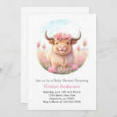 Highland Cow Girl Baby Dusche Einladung (Vorne/Hinten)