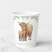 Highland Cow Greenery Boho Farm Animal Baby Shower Pappbecher (Vorderseite)
