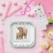 Highland Cow Greenery Boho Farm Animal Baby Shower Pappteller (Party)