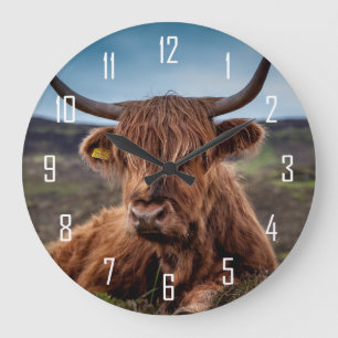 Highland Cow Große Wanduhr