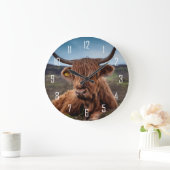 Highland Cow Große Wanduhr (Zuhause)