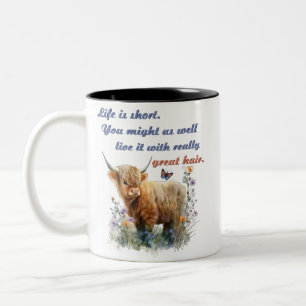 Highland Cow Hair Stylist Mug,Gift for Hairdresser Zweifarbige Tasse