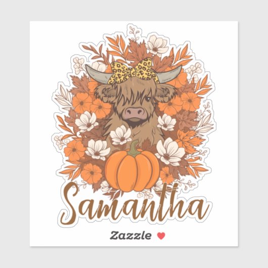 Highland Cow Halloween Autumn Personalized  Aufkleber (Blatt)