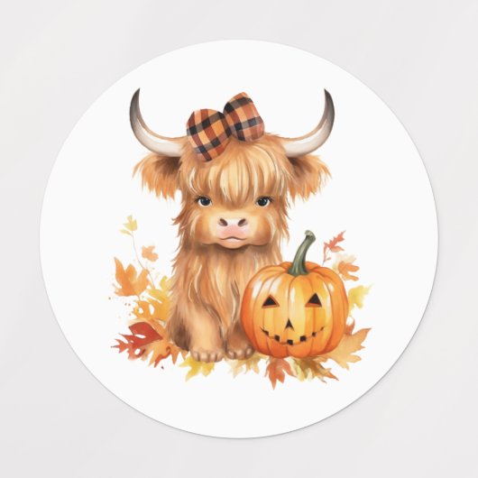 Highland Cow Halloween Fall Etiketten (Design 2)
