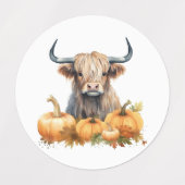 Highland Cow Halloween Fall  Etiketten (Design 1)