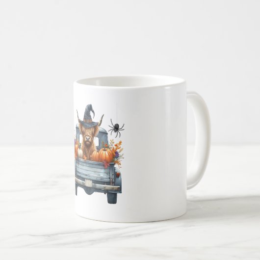 Highland Cow Halloween Fall Kaffeetasse (VorderseiteRechts)