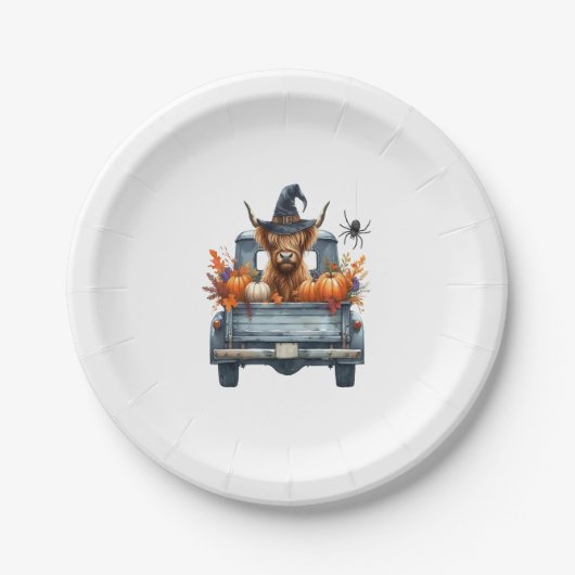 Highland Cow Halloween Fall Pappteller (Vorderseite)