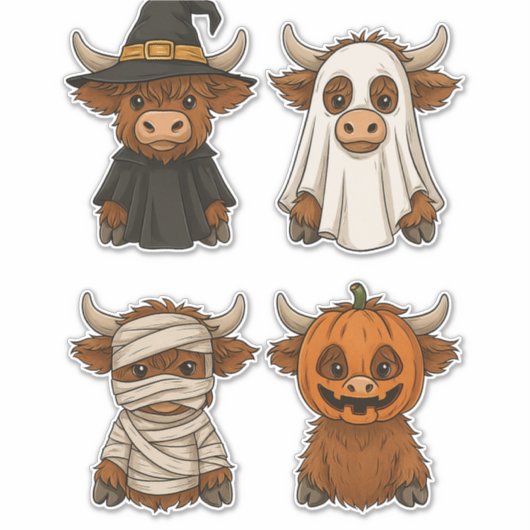 Highland Cow Halloween Funny Fall Spooky Aufkleber (Vorderseite)