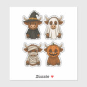 Highland Cow Halloween Funny Fall Spooky Aufkleber (Blatt)