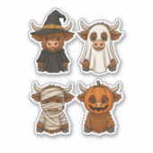 Highland Cow Halloween Funny Fall Spooky Aufkleber (Vorderseite)